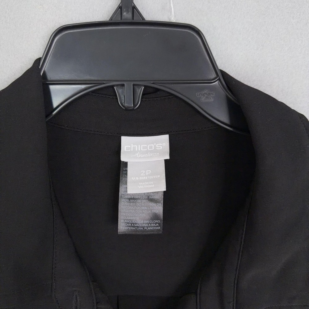 Chicos Travelers Jumpsuit Womens 2 Petite Black Easy Chick Utility Pockets NWT - Picture 6 of 15